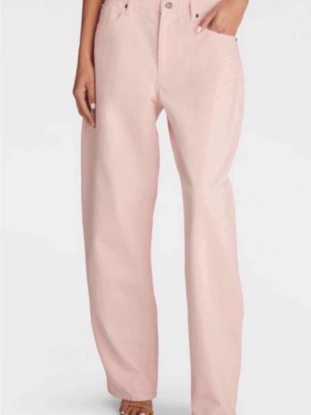 Kbb by KAHLANA MID -Rise Wide BARREL Leg Jeans in LIGHT Pink